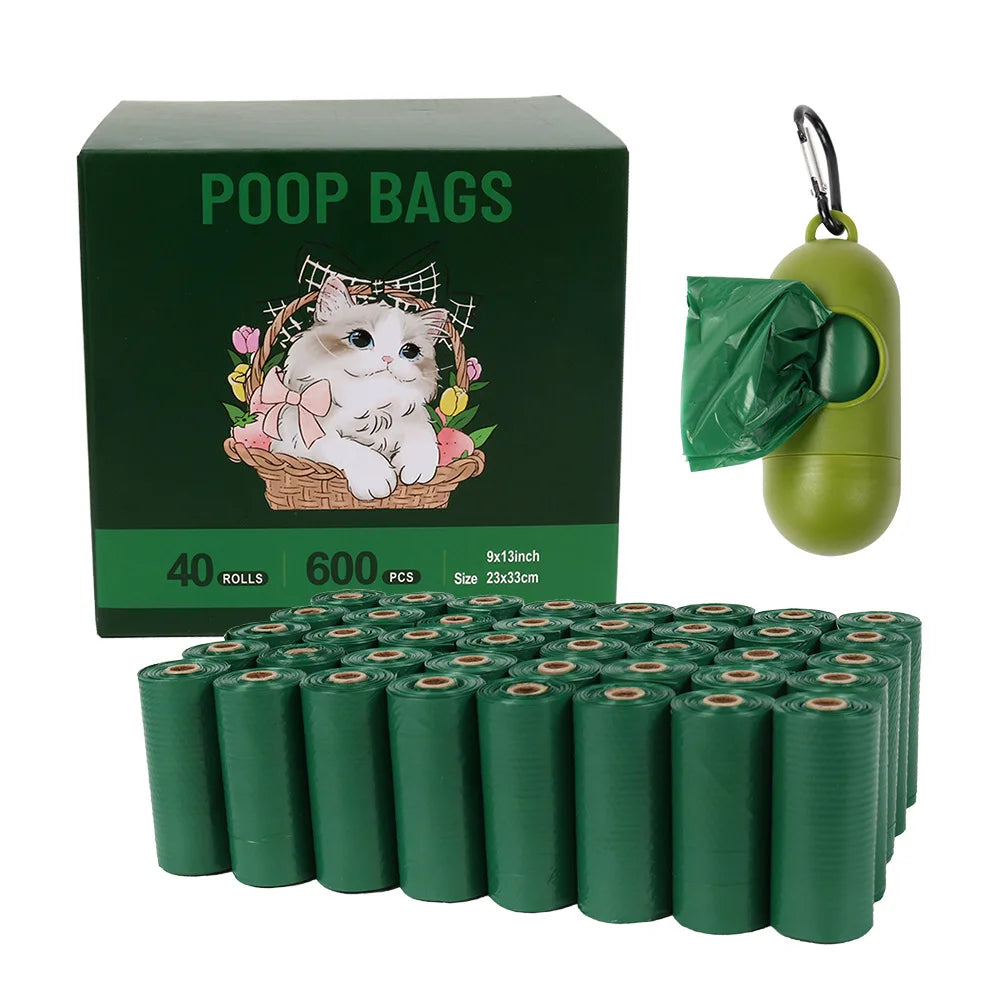 40pcs/box Degradable EPI Dog Poop Bag Pet Garbage Bag Holder Embossed Dog Waste Bag Dispenser