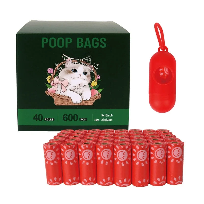 40pcs/box Degradable EPI Dog Poop Bag Pet Garbage Bag Holder Embossed Dog Waste Bag Dispenser