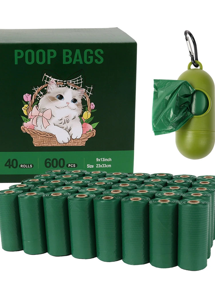 40pcs/box  Degradable  EPI Dog Poop Bag Pet Garbage Bag Holder Embossed Dog Waste Bag Dispenser